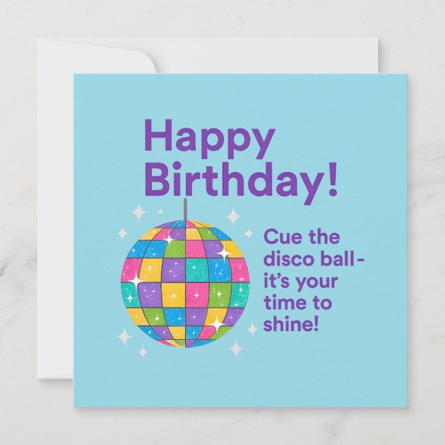 Disco Boll Birthday Kort (Framsida)
