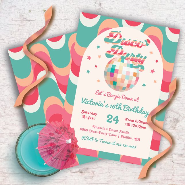 Disco Boll Birthday Retro Dance Party Inbjudningar (Skapare uppladdad)