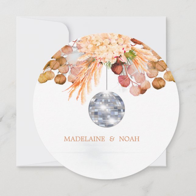 Disco Boll Blommigt Elegant Chic  Bröllop Rehearsa Inbjudningar (Baksida)