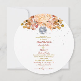 Disco Boll Blommigt Elegant Orange  Bröllop Rehear Inbjudningar