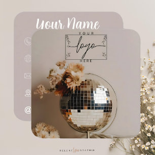 Disco Boll Boho Flowers Fyrkantigt Visitkort