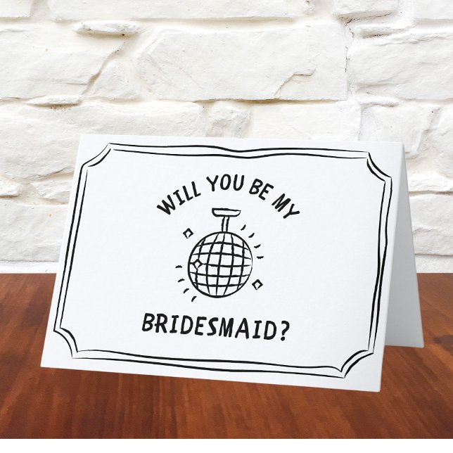 Disco Boll Bridesmaid Frieri | Roligt, Trendig, Ch Kort (Add a dash of fun to your bridesmaid proposal with this disco-themed card! Perfect for party vibes.)
