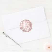 Disco Boll Champagne Rosa Classic Round Sticker