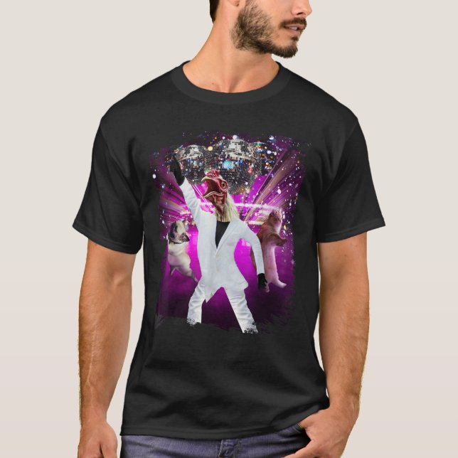 Disco Boll Chicken Dancing Funny T Shirt (Framsida)