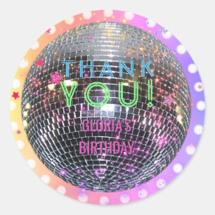 Disco Boll Dance Birthday Retro 70s Disco Party Runt Klistermärke