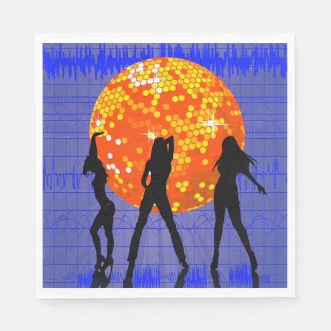 Disco Boll Dansfest Silhuett Pappersservett (Framsidan)