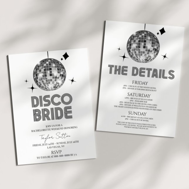 Disco Boll Disco Bride Bachelorette Helg Party Inbjudningar (Skapare uppladdad)