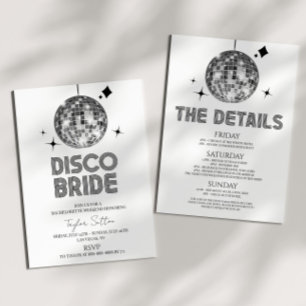 Disco Boll Disco Bride Bachelorette Helg Party Inbjudningar