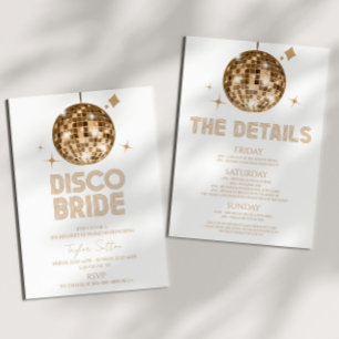 Disco Boll Disco Bride Bachelorette Helg Party Inbjudningar