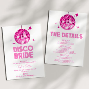 Disco Boll Disco Bride Bachelorette Helg Party Inbjudningar