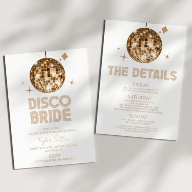 Disco Boll Disco Bride Bachelorette Helg Party Inbjudningar (Skapare uppladdad)