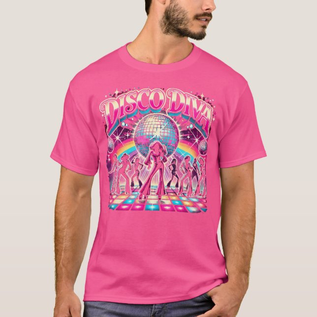 Disco Boll Disco Diva Drottning 70-Tals Dans T Shirt (Framsida)