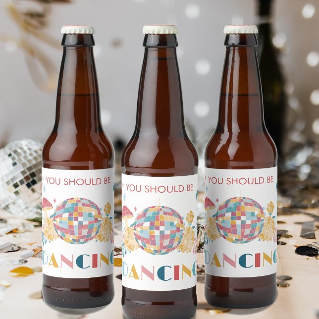 Disco Boll Du Borde Dansa Ölflaska Etikett (Skapare uppladdad)