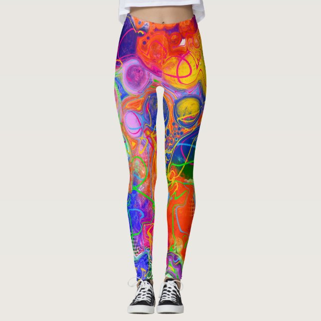 Disco Boll Electrical Fluid Art Leggings (Framsida)