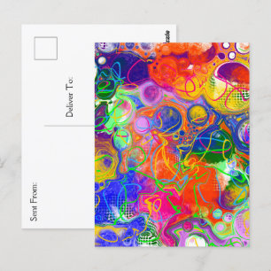 Disco Boll Electrical Fluid Art Vykort
