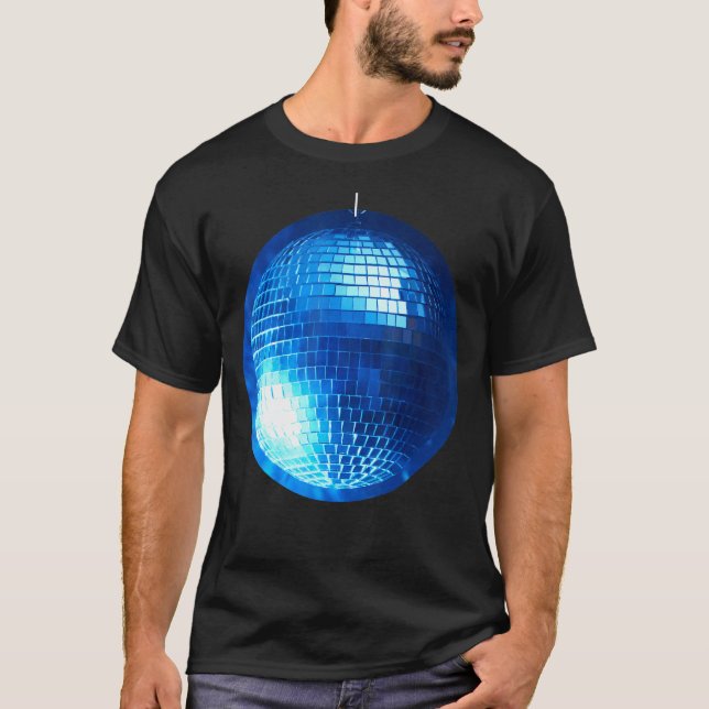 Disco Boll feber Silver och Blue Glitter Boll Danc T Shirt (Framsida)