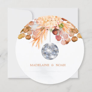 Disco Boll Floral Elegant Chic Bröllopsrepetition Inbjudningar