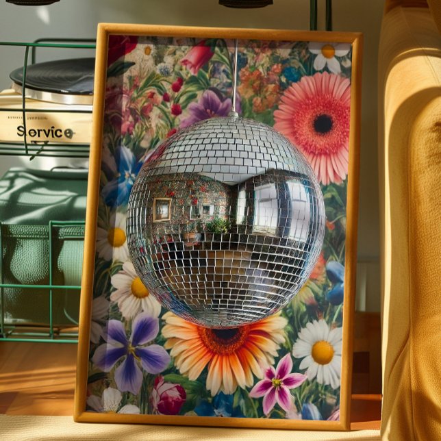 Disco Boll Floral Väggkonst Retro Maximalist Affis (Skapare uppladdad)