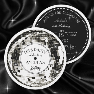 Disco boll födelsedagsfest inbjudan