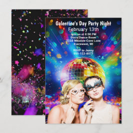 Disco Boll Galentine's Day Girls Party Natt Inbjudningar