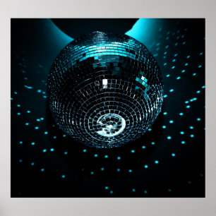 Disco Boll Glare, NightClub Background. Poster