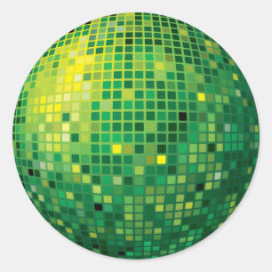 Disco Boll Grönt Sticker Runt Klistermärke