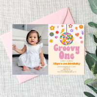 Disco Boll Groovy Ett Bild 1:a födelsedag Party