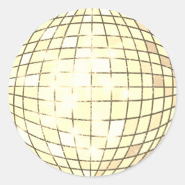 Disco Boll Guld Classic Round Sticker Runt Klistermärke