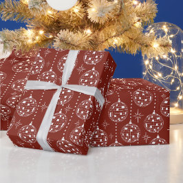 Disco Boll Jul Dekorationer Röd och Vit Presentpapper