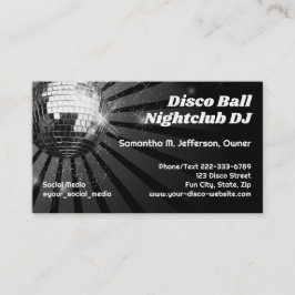 Disco Boll Klubb  DJ Disk Jockey Dance Party Visitkort