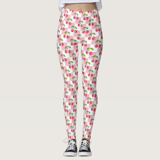 Disco Boll Körsbär Rutigt Mönster Leggings