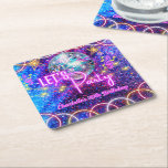 Disco Boll Låt oss Party Neon Rosa Glow Girl Party Underlägg Papper Kvadrat<br><div class="desc">"Låt oss party"-design med levande nyglödgat ljus i blått,  rosa och lila,  för flickors och kvinnors födelsedagsfester,  underbar för rullskridskor och dans party i stil.</div>