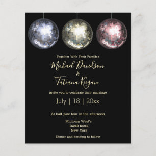 Disco boll ljus glitter bröllopsinbjudan