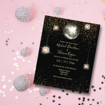 Disco boll ljus glitter bröllopsinbjudan