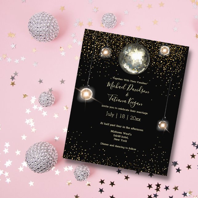 Disco boll ljus glitter bröllopsinbjudan flygblad (Skapare uppladdad)