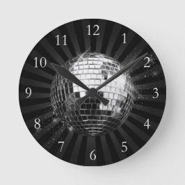 Disco Boll med svart bakgrund Rund Klocka