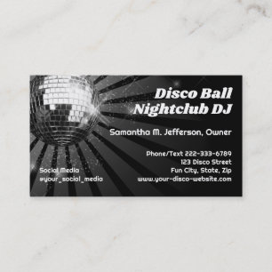Disco Boll Nattklubb DJ Disc Jockey Dansfest Visitkort