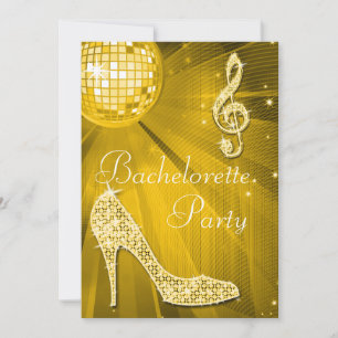 Disco Boll och Gnistra Heels Guld Bachelorette Inbjudningar