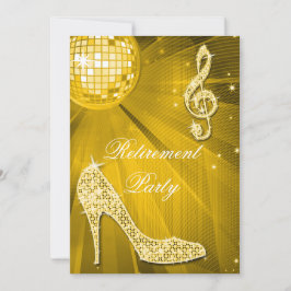 Disco Boll och Gnistra Heels Guld Pension Inbjudningar