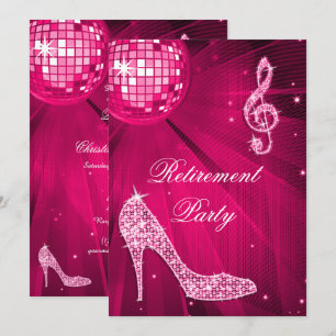 Disco Boll och Gnistra Heels Rosa Pension Inbjudningar