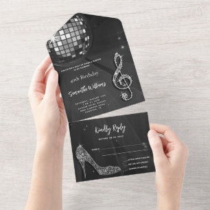 Disco Boll och Heels Black & Silver Birthday