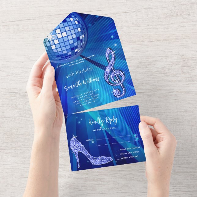 Disco Boll och Heels Blue Birthday (Avrivbar del)