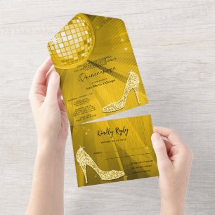 Disco Boll och Heels Guld Quinceañera