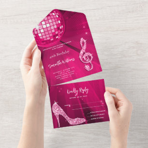 Disco Boll och Heels Rosa Birthday