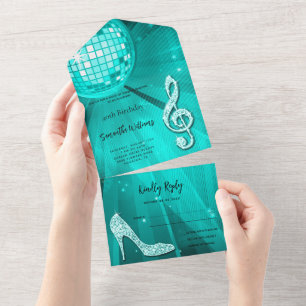 Disco Boll och Heels Teal Birthday