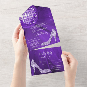 Disco Boll och Klackar Lila Quinceañera