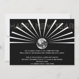 Disco Boll på Svarta och vita Nyårsaftonen Inbjudningar