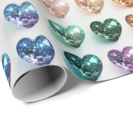 Disco Boll Pride Hearts Gift Wrap Presentpapper