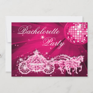 Disco Boll, Princess Coach & Horses Bachelorette Inbjudningar
