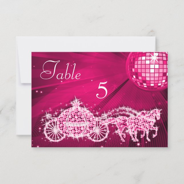 Disco Boll, Prinsessa Vagn & Hästar Dubbelsidig Inbjudningar (Framsida)